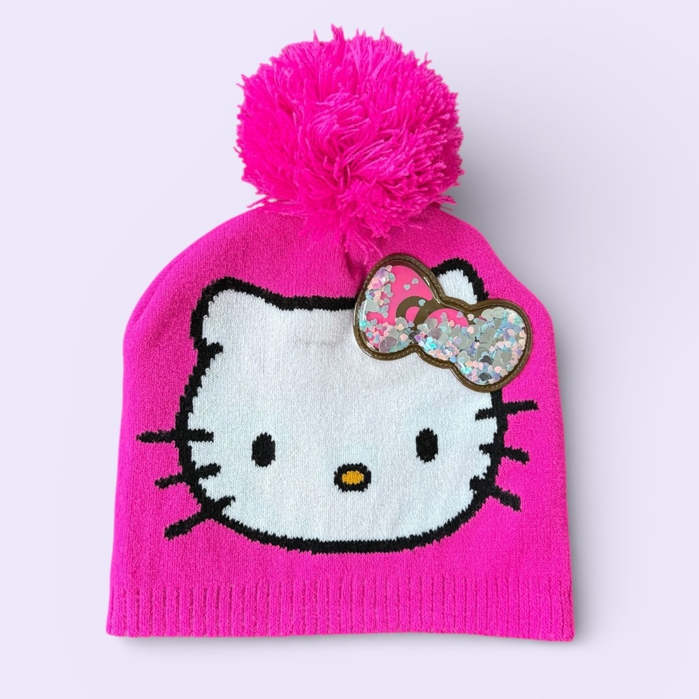 Sanrio Girls' Pink Hello Kitty Pom Winter Hat | NWOT | One Size